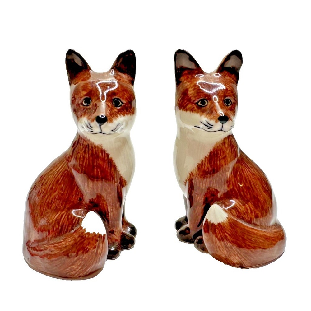 Quail Ceramics Salt and Pepper Fox Set Hand Painted Glazed England